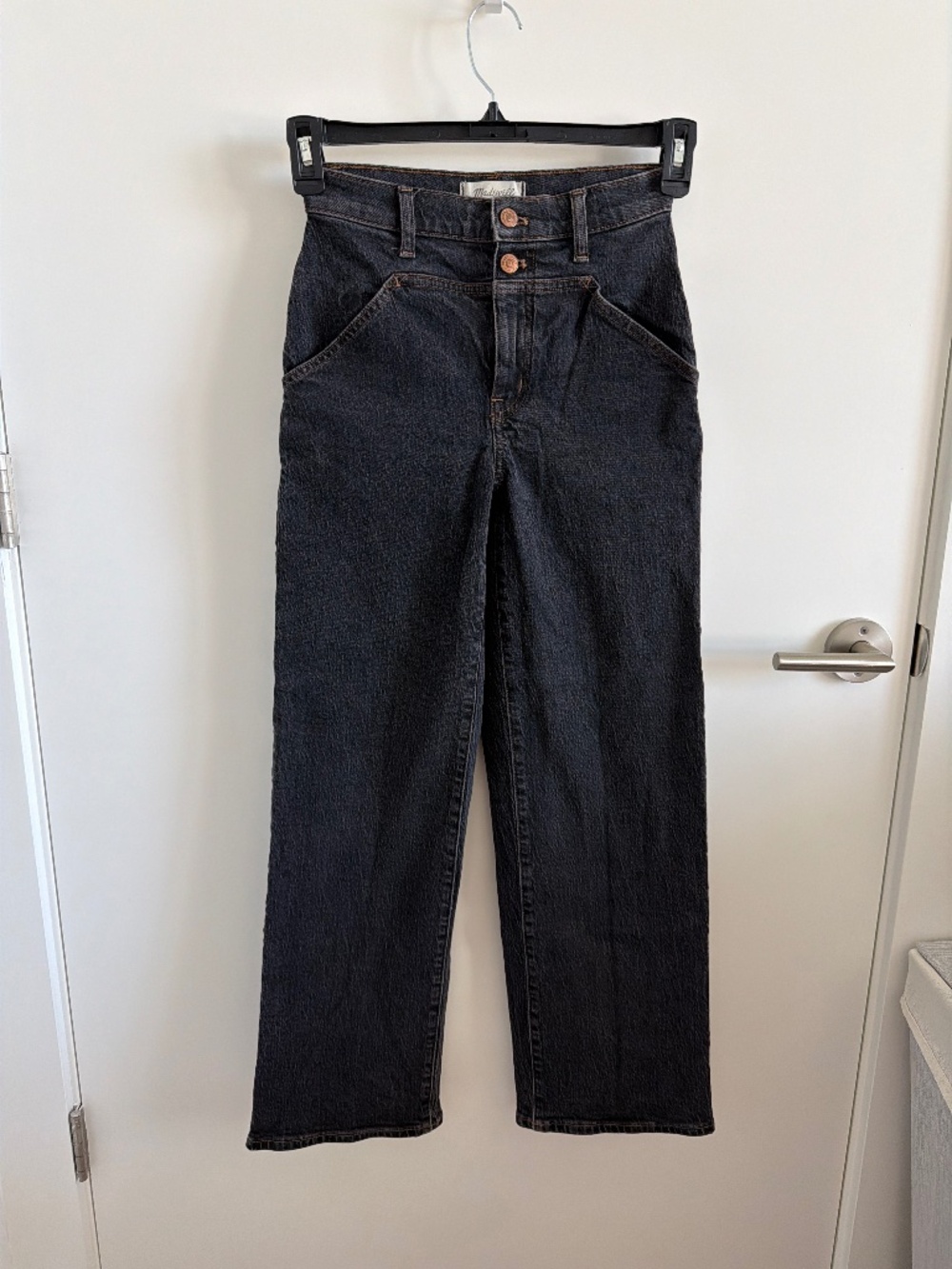 Madewell Washed Black High Waist Wide Leg Jean Size 24